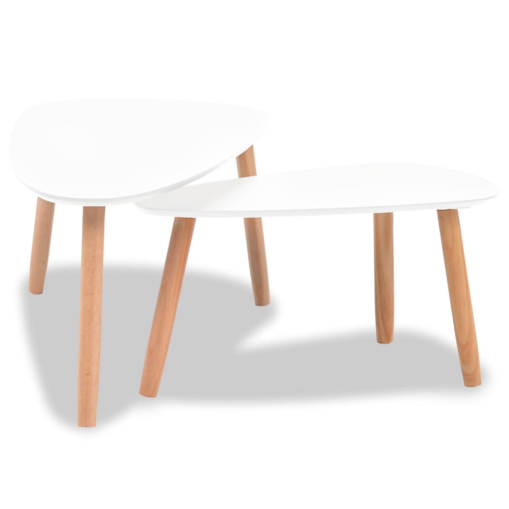 Coffee Table Set of 2 White Solid pinewood, MDF Medium Durable