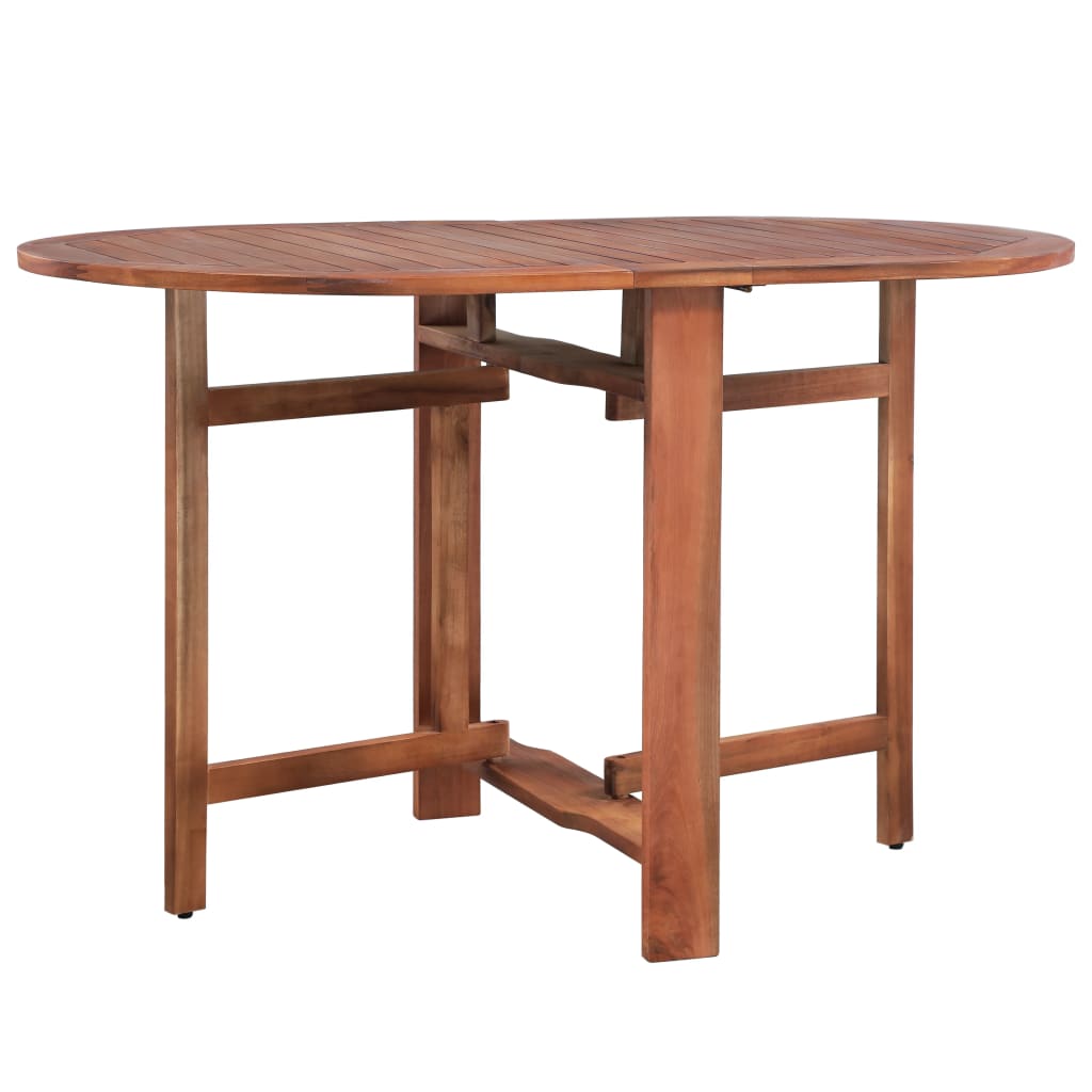 Dining Table Brown Solid Acacia Wood Medium Foldable