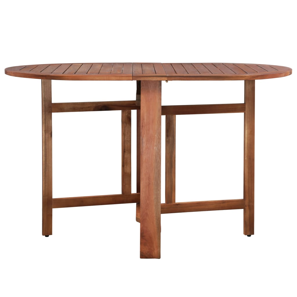 Dining Table Brown Solid Acacia Wood Medium Foldable