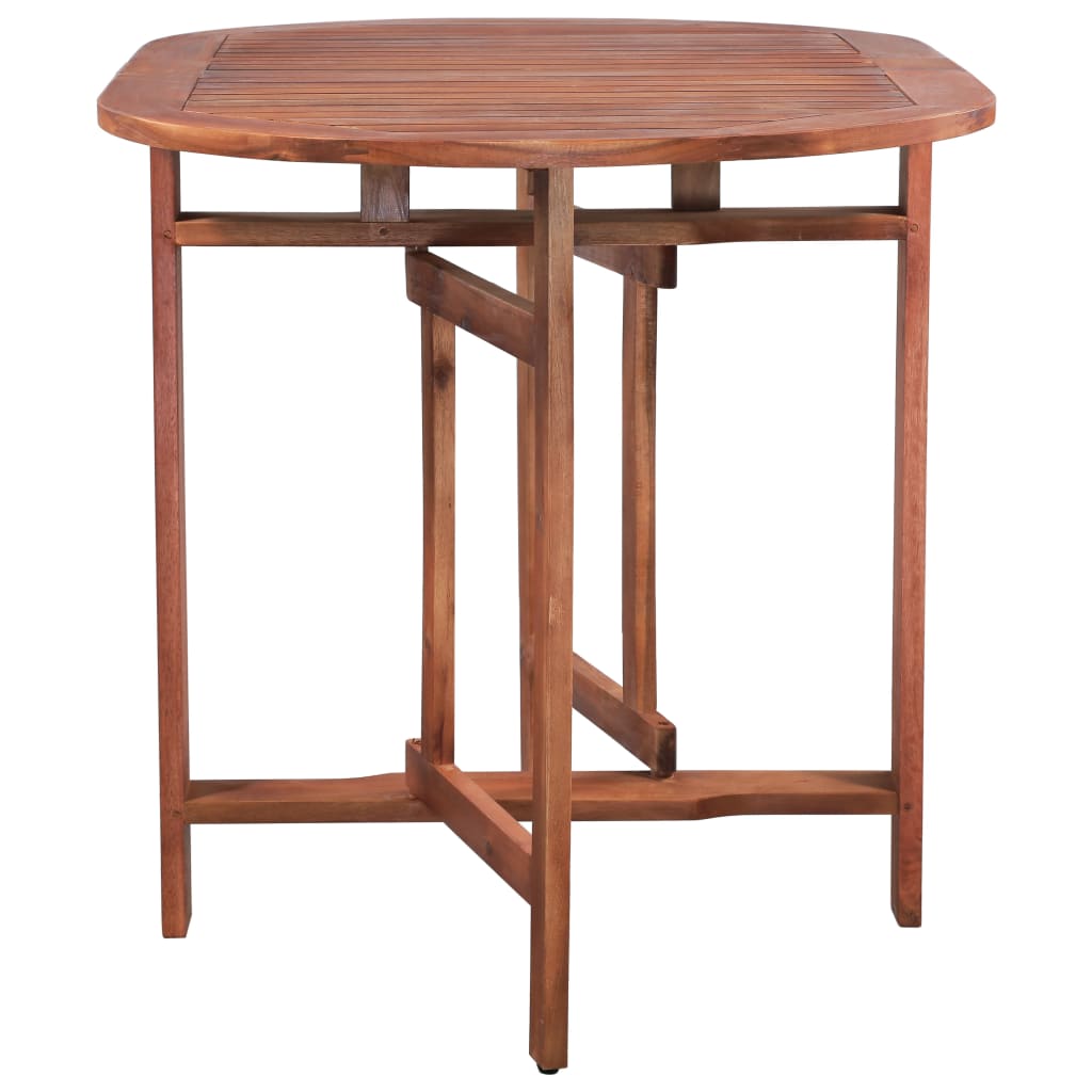 Dining Table Brown Solid Acacia Wood Medium Foldable