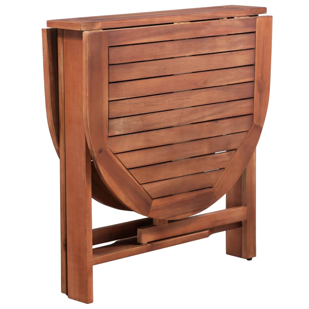 Dining Table Brown Solid Acacia Wood Medium Foldable
