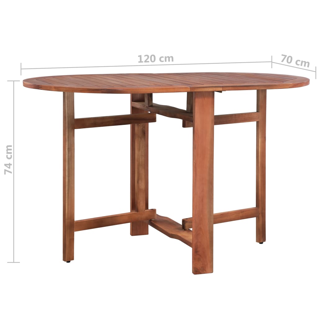 Dining Table Brown Solid Acacia Wood Medium Foldable