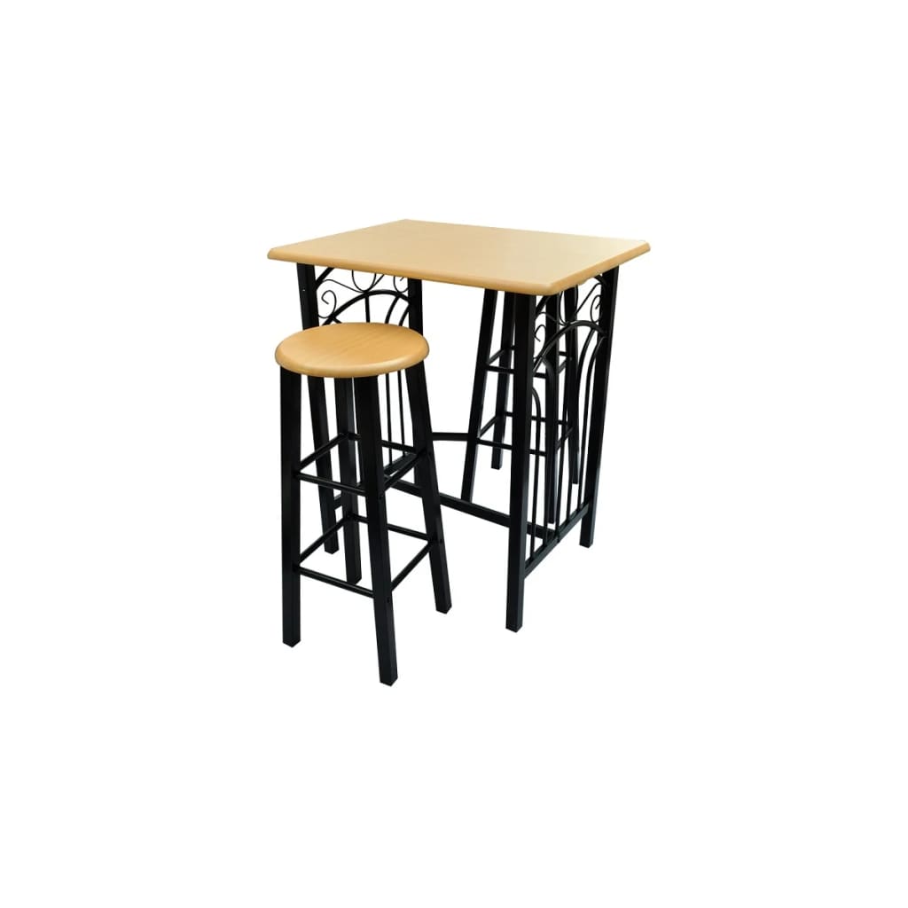 Dining Set Black MDF Small Breakfast Table Rectangular