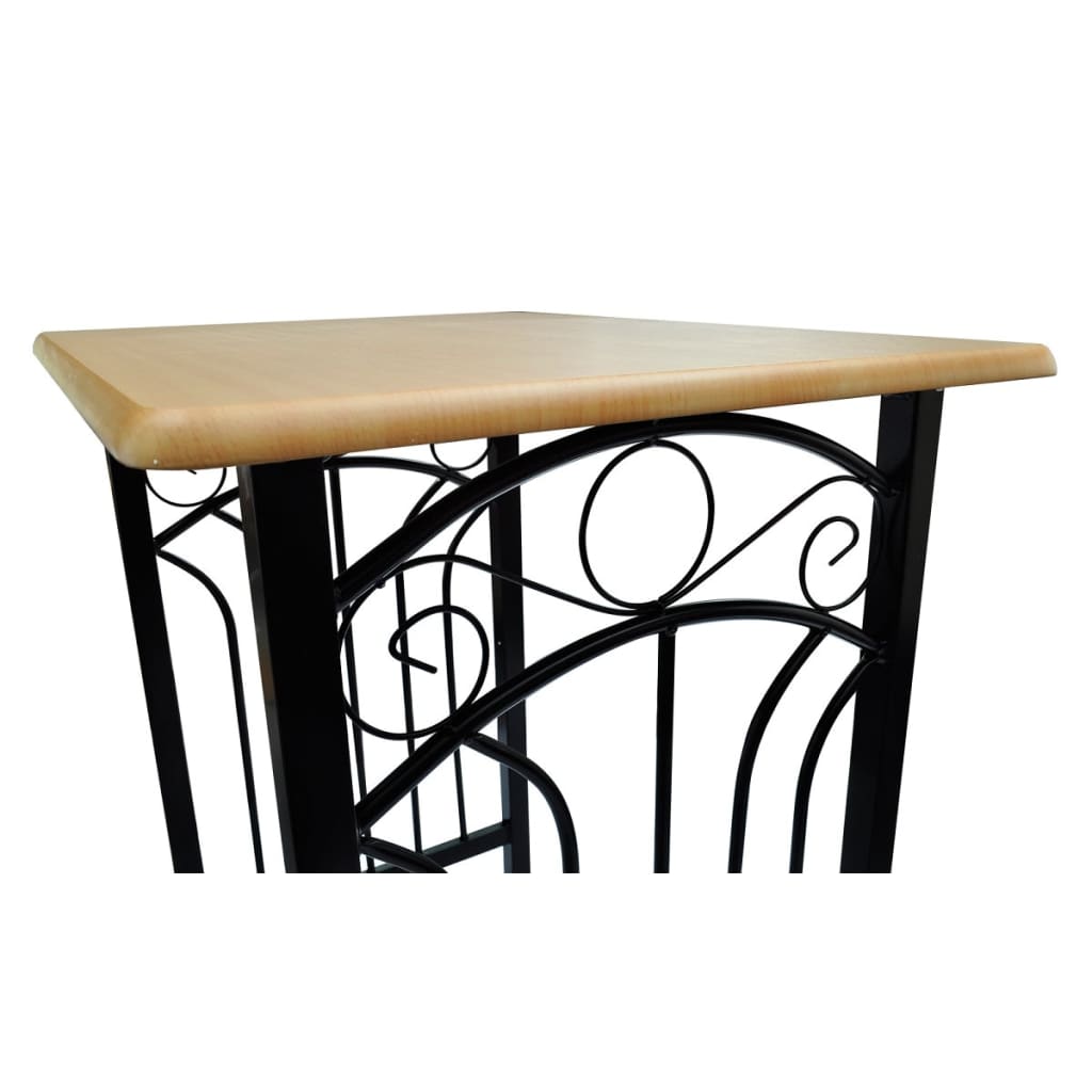 Dining Set Black MDF Small Breakfast Table Rectangular
