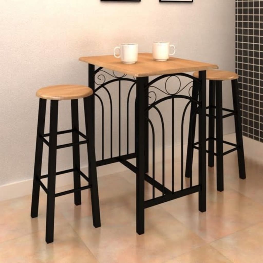 Dining Set Black MDF Small Breakfast Table Rectangular