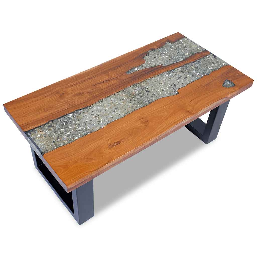 Coffee Table Multicolour Solid teak and mango wood with clear resin
