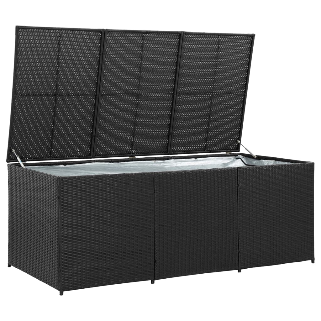 Storage Chest Black Polyethylene Rattan Large Garden Storage Box