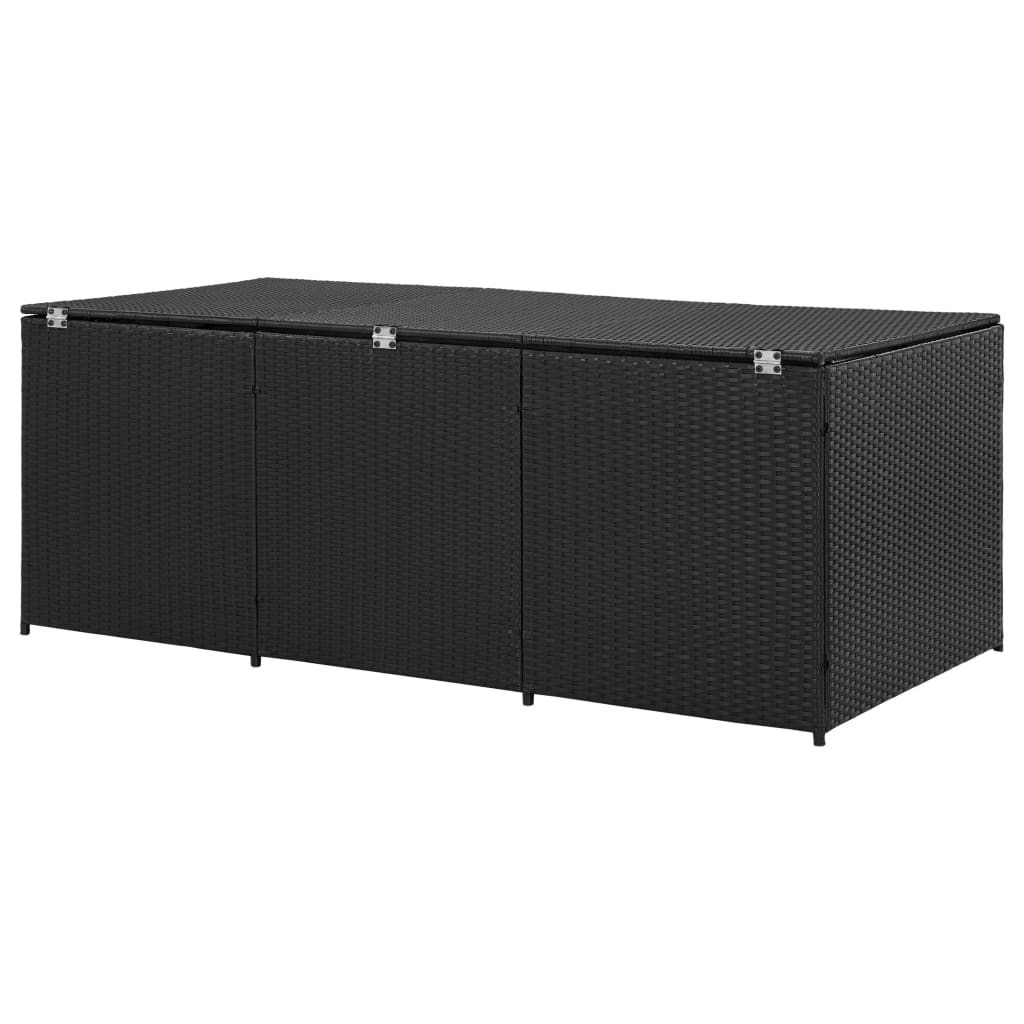 Storage Chest Black Polyethylene Rattan Large Garden Storage Box