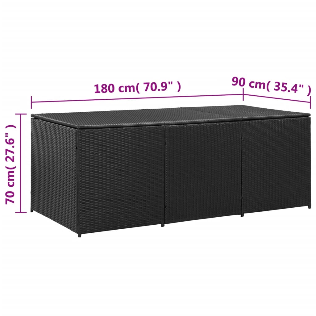 Storage Chest Black Polyethylene Rattan Large Garden Storage Box