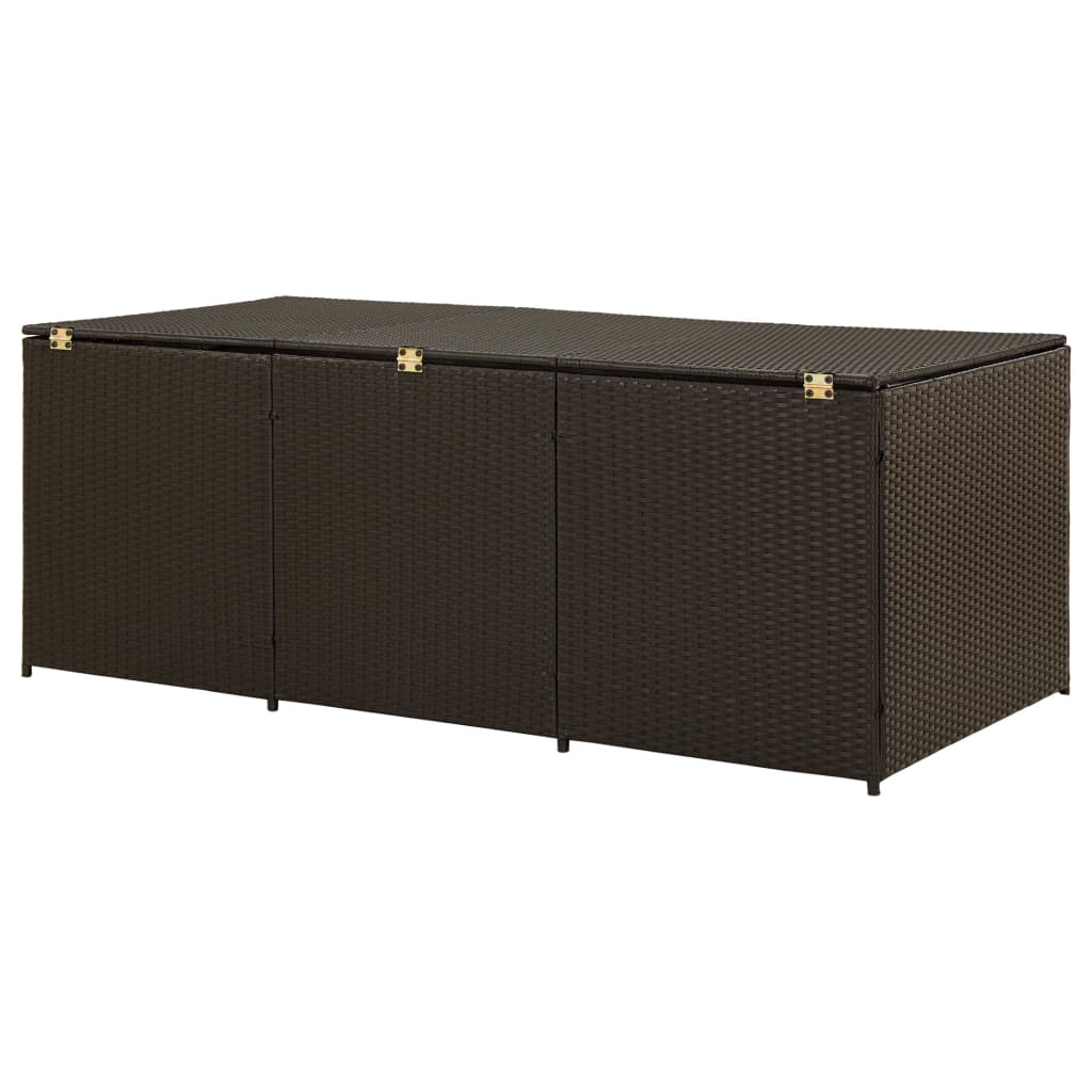 Storage Chest Brown Poly Rattan Large Garden Storage Box