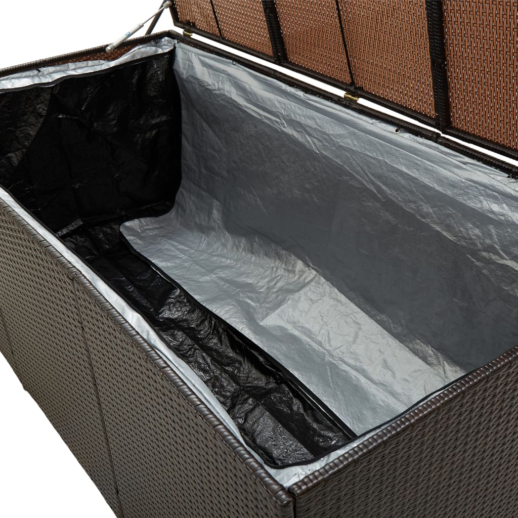 Storage Chest Brown Poly Rattan Large Garden Storage Box