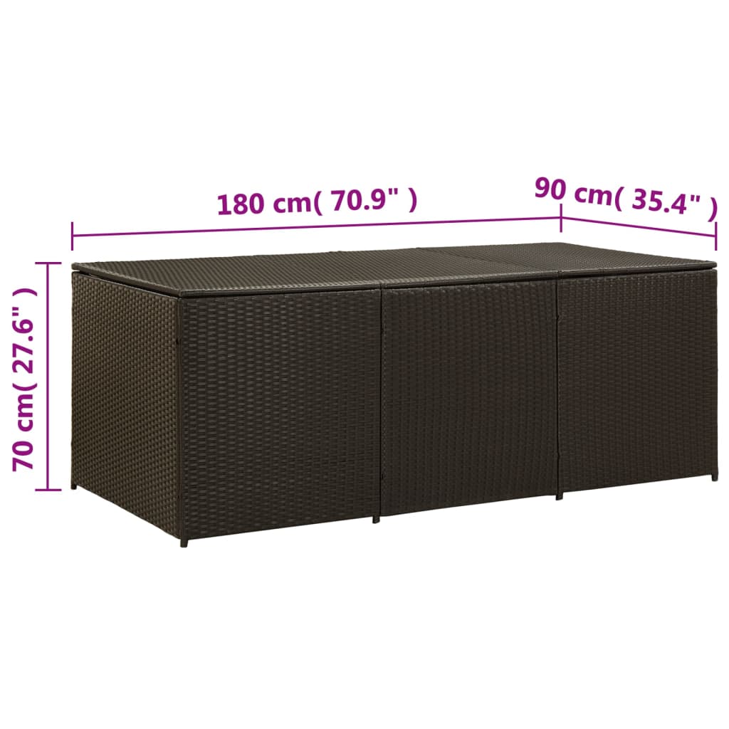Storage Chest Brown Poly Rattan Large Garden Storage Box