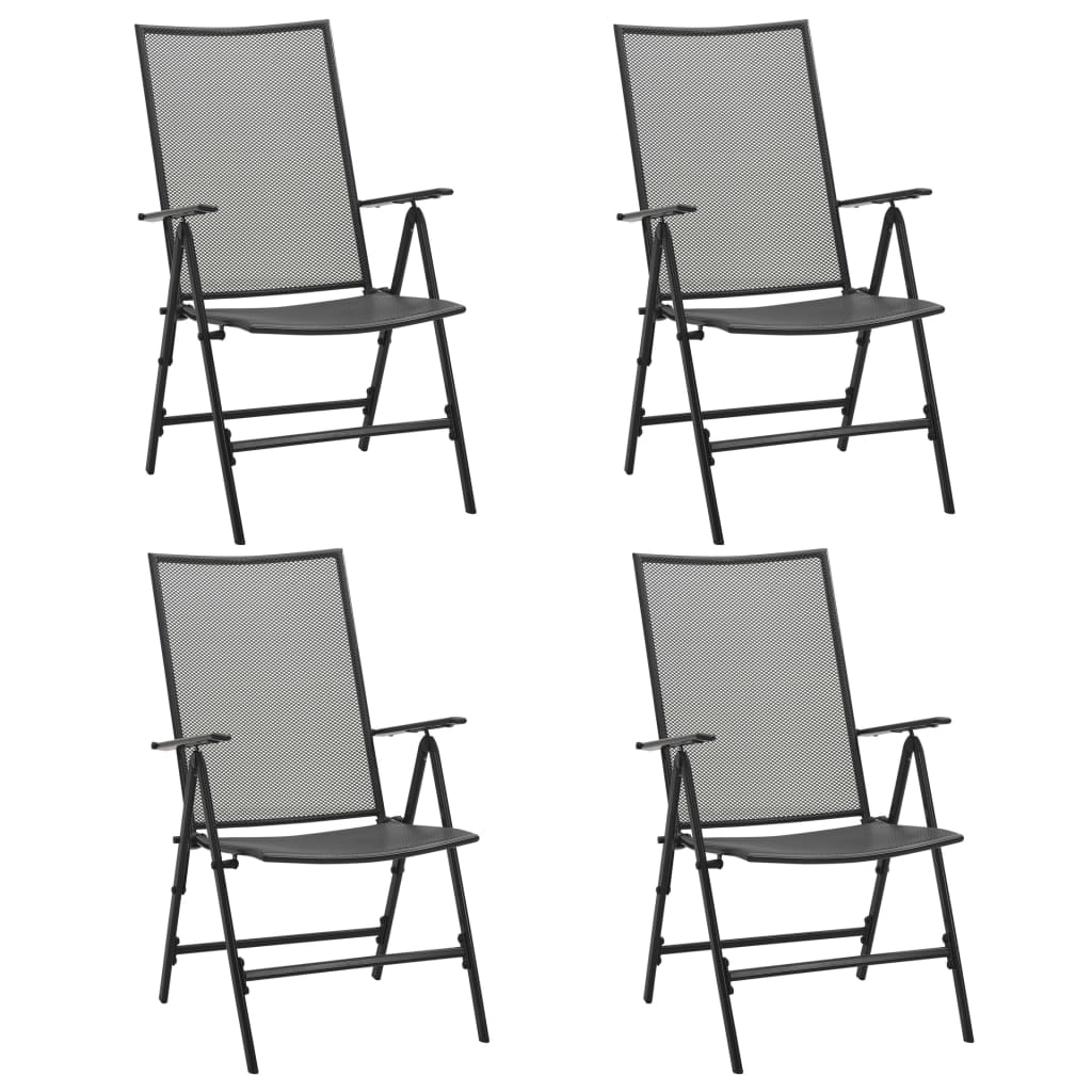 Folding Chair Set of 4 Anthracite Steel Standard Foldable