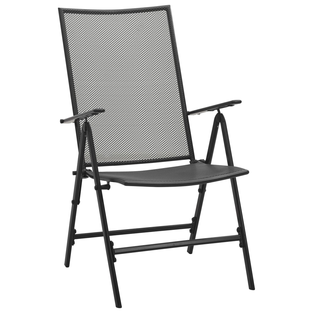 Folding Chair Set of 4 Anthracite Steel Standard Foldable