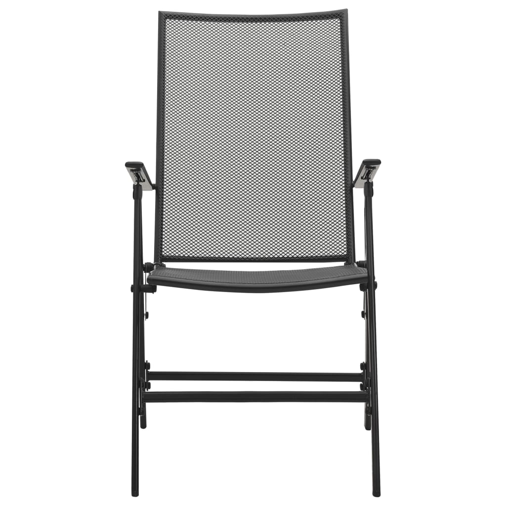 Folding Chair Set of 4 Anthracite Steel Standard Foldable