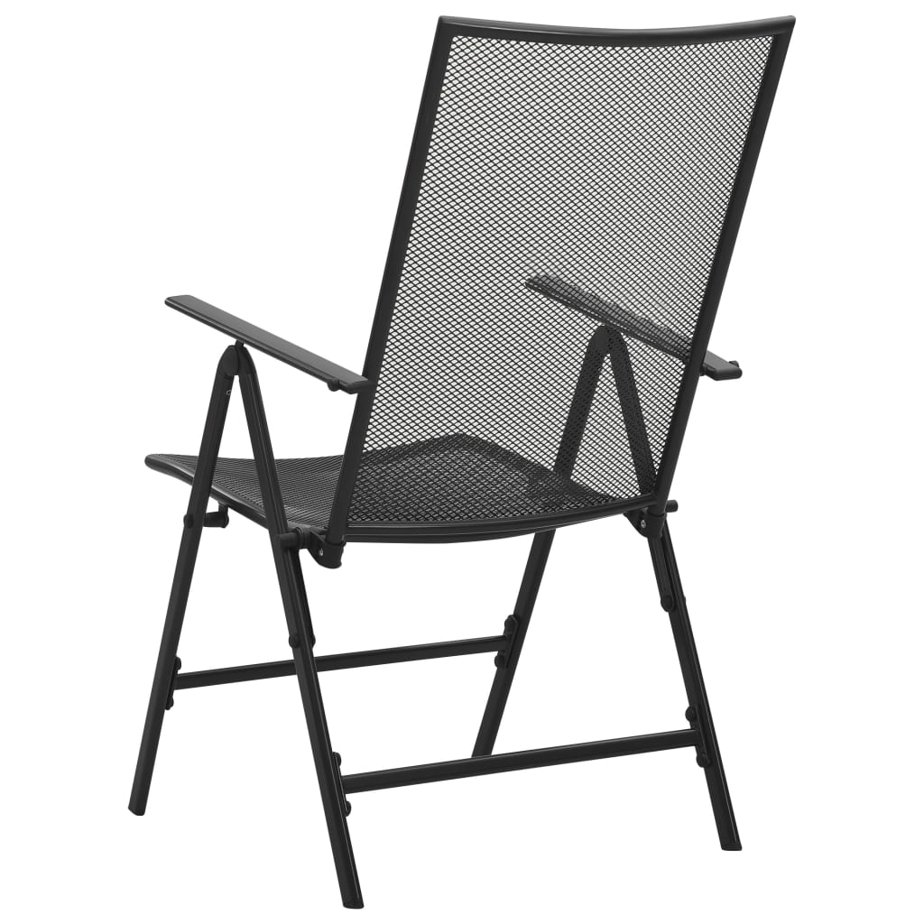 Folding Chair Set of 4 Anthracite Steel Standard Foldable