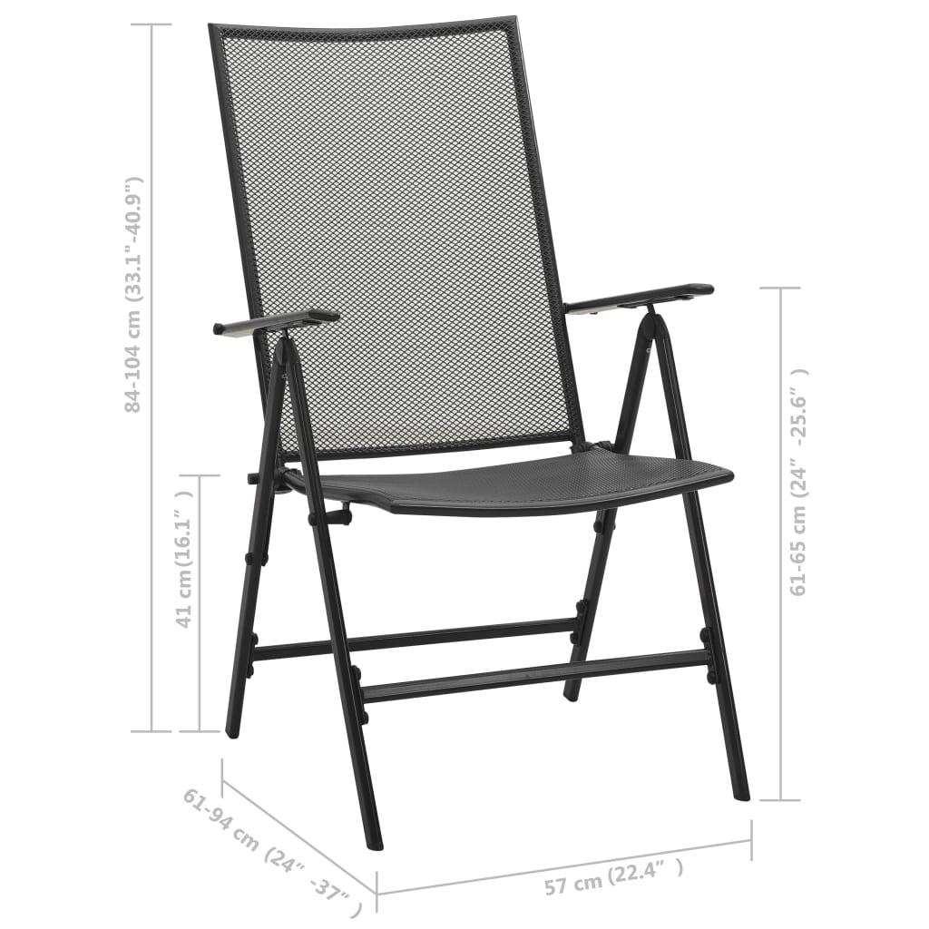 Folding Chair Set of 4 Anthracite Steel Standard Foldable