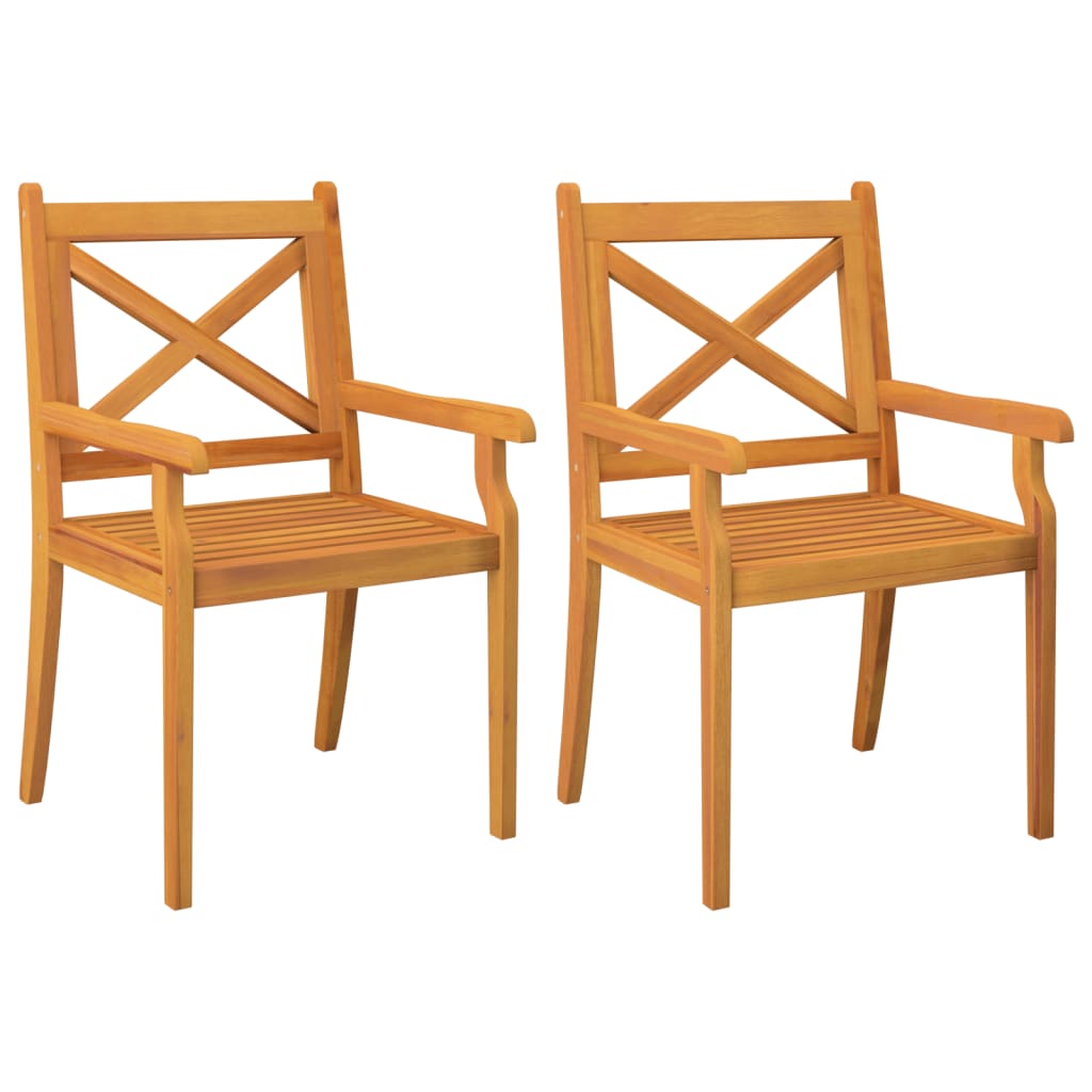 Dining Chair Set of 2 Brown Solid Acacia Wood with an Oil Finish