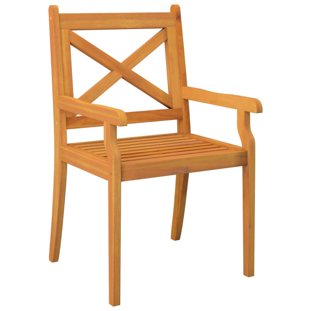 Dining Chair Set of 2 Brown Solid Acacia Wood with an Oil Finish
