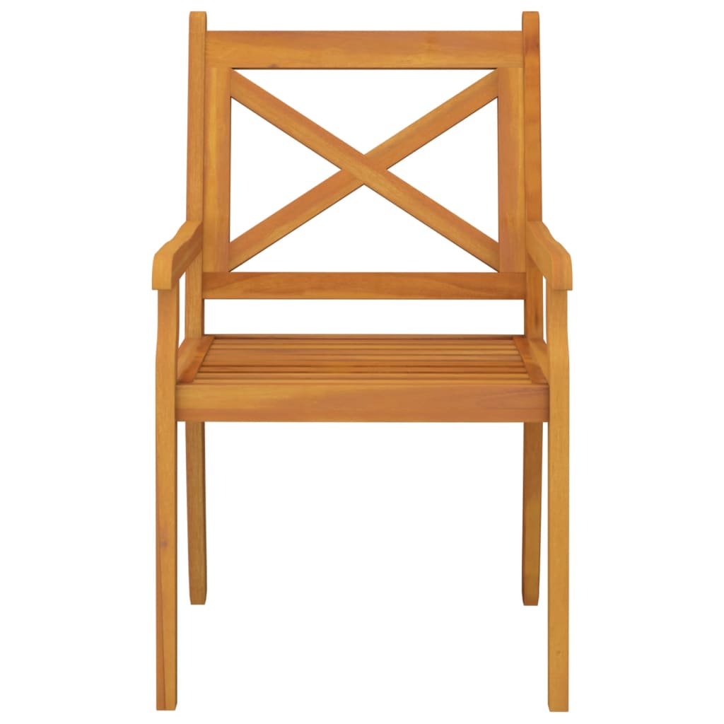 Dining Chair Set of 2 Brown Solid Acacia Wood with an Oil Finish