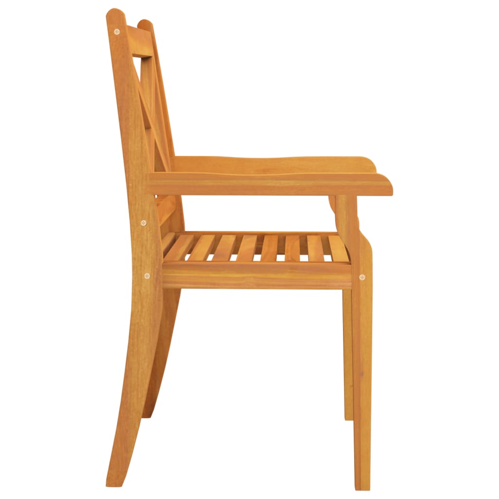 Dining Chair Set of 2 Brown Solid Acacia Wood with an Oil Finish