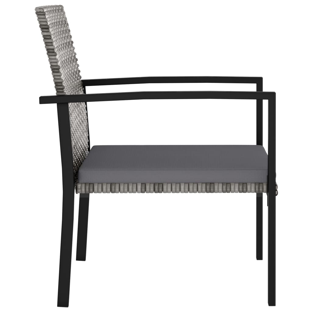 Dining Chair Set of 4 Grey Poly Rattan, Steel, Polyester Standard