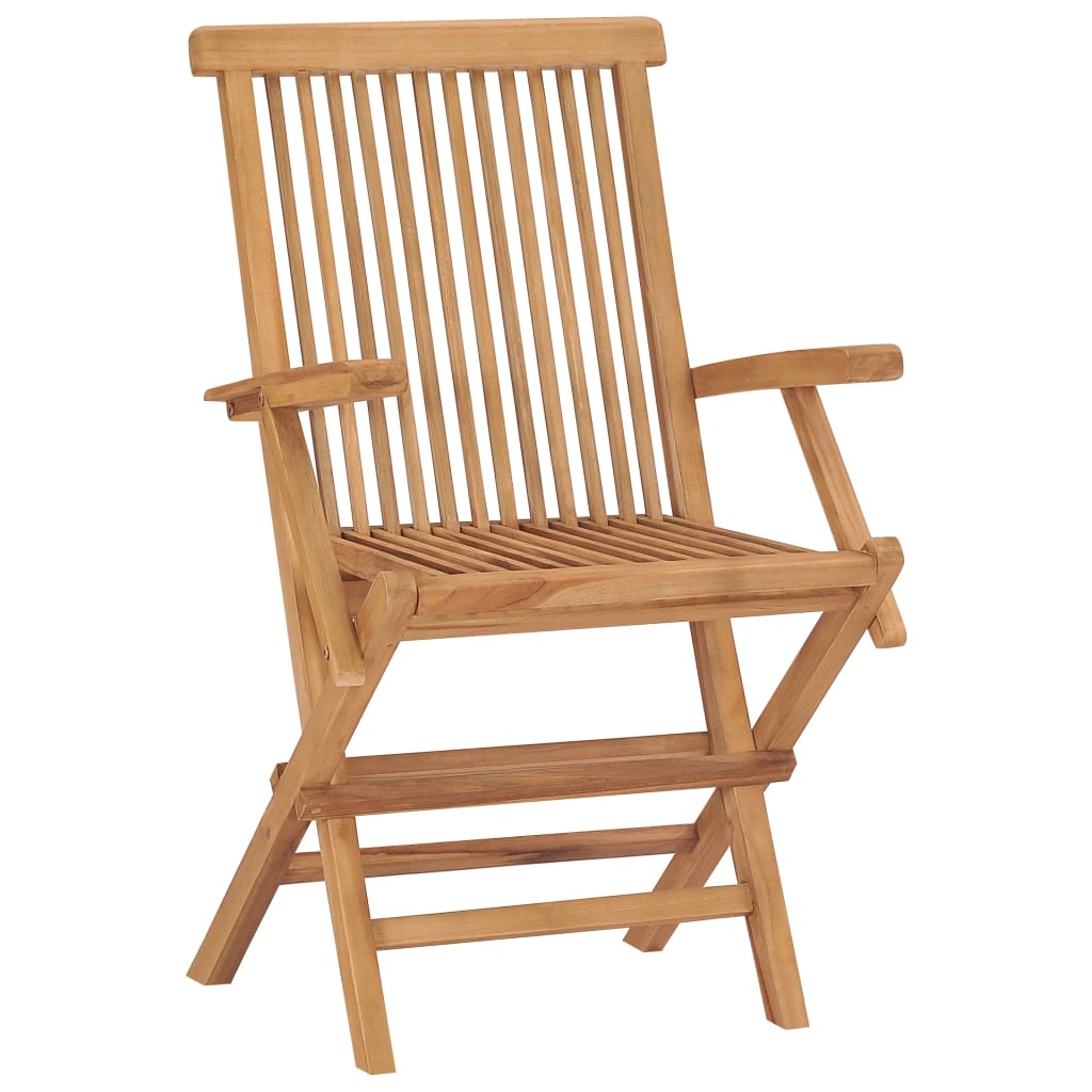 Garden Chair Set of 3 Teak Brown Teak Wood Medium Foldable
