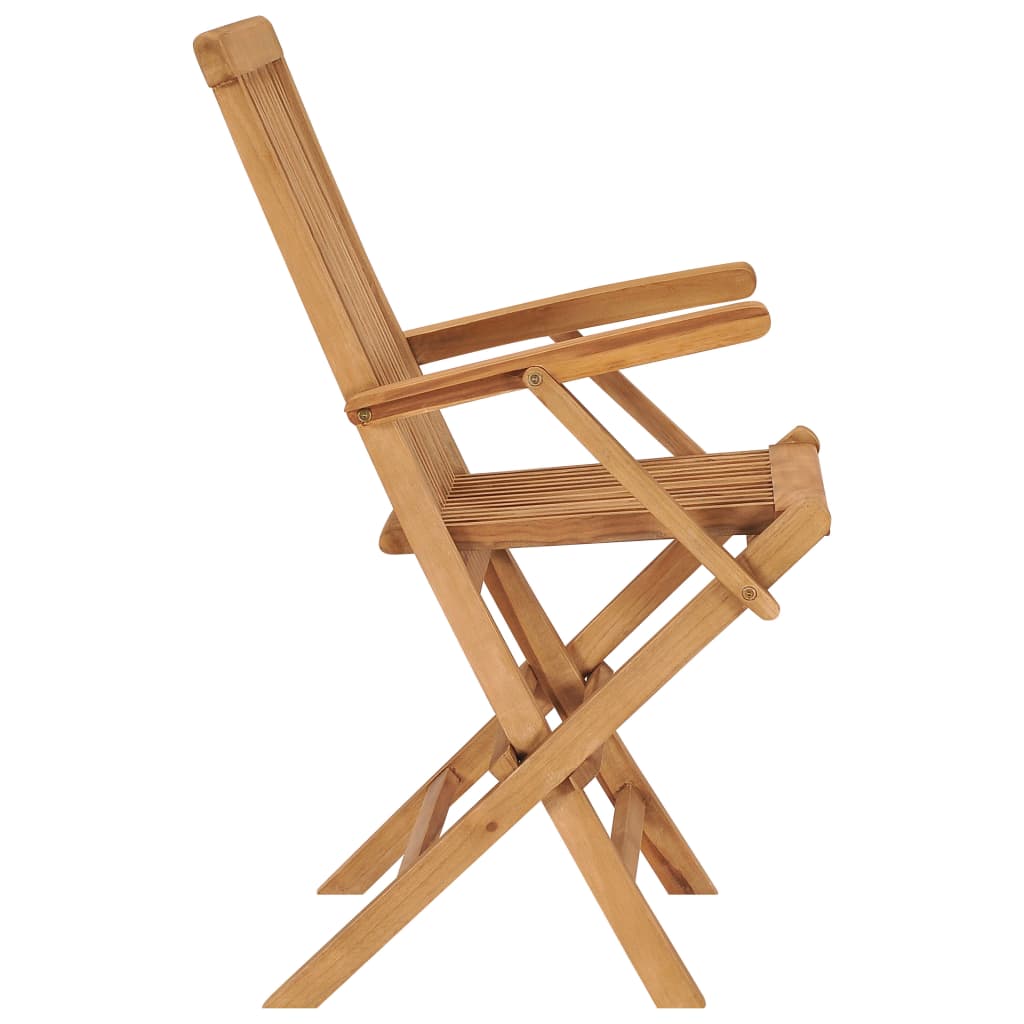 Garden Chair Set of 3 Teak Brown Teak Wood Medium Foldable
