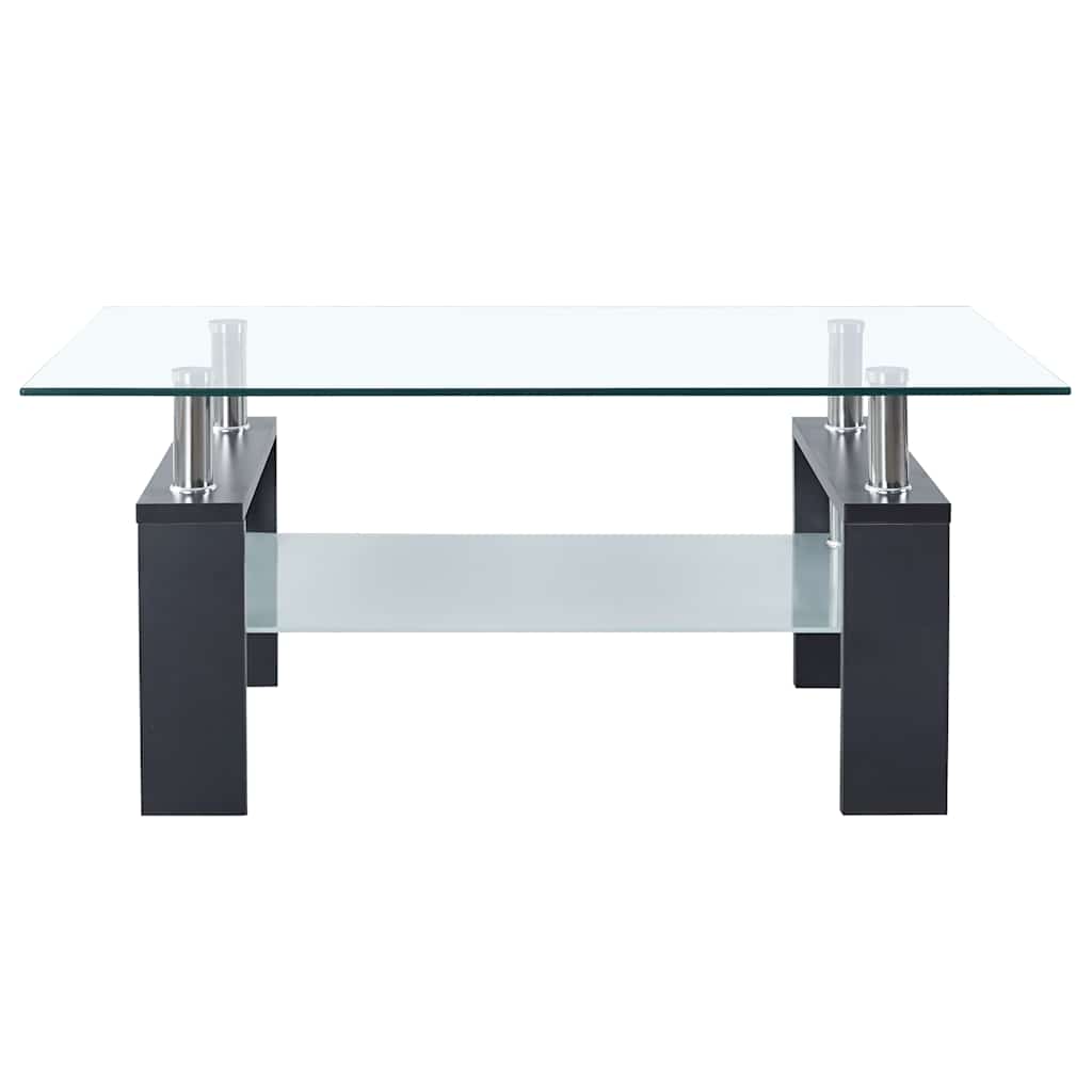 Coffee Table Grey and Transparent Tempered Glass and Melamine