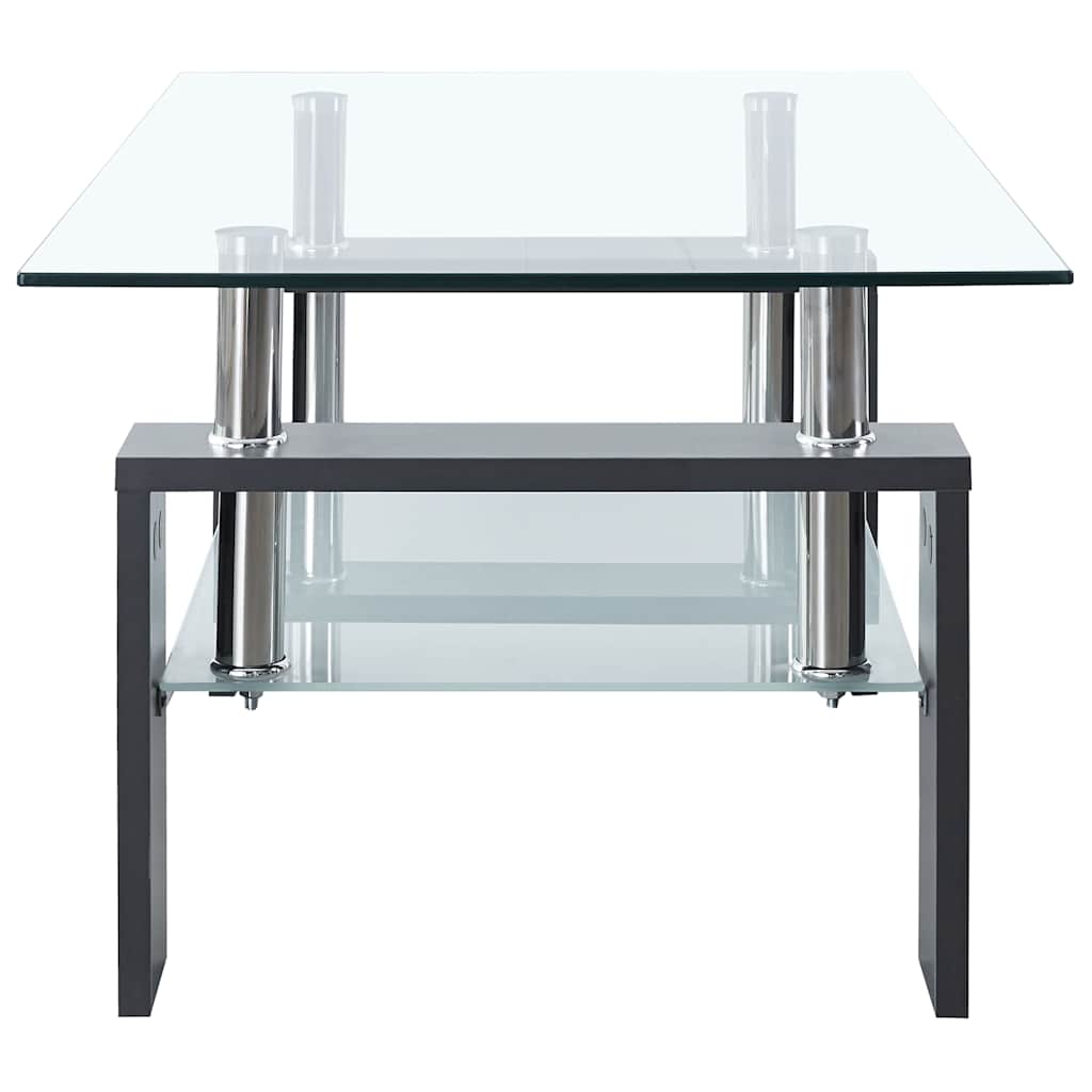 Coffee Table Grey and Transparent Tempered Glass and Melamine