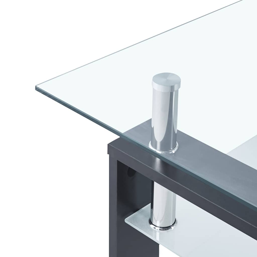 Coffee Table Grey and Transparent Tempered Glass and Melamine