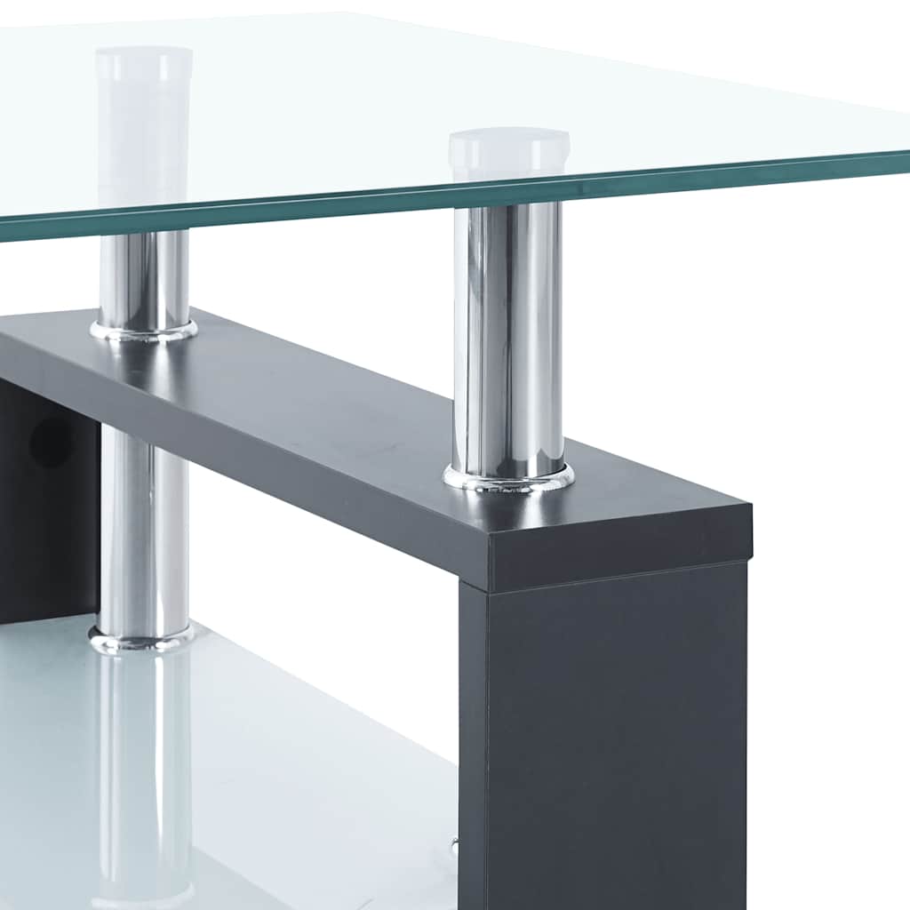 Coffee Table Grey and Transparent Tempered Glass and Melamine