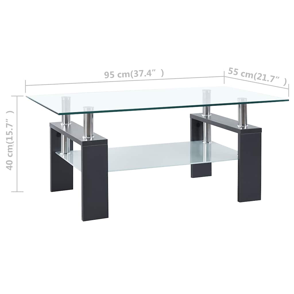 Coffee Table Grey and Transparent Tempered Glass and Melamine