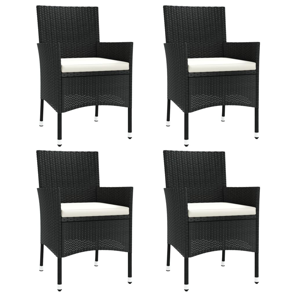 Garden Chair Set of 4 Black Poly rattan Medium Durable