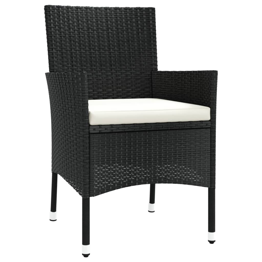 Garden Chair Set of 4 Black Poly rattan Medium Durable