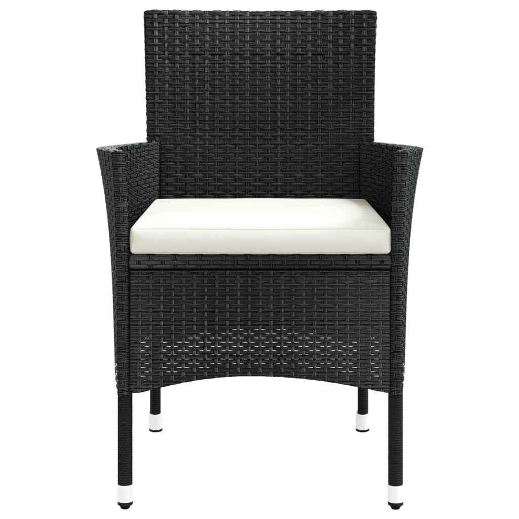 Garden Chair Set of 4 Black Poly rattan Medium Durable