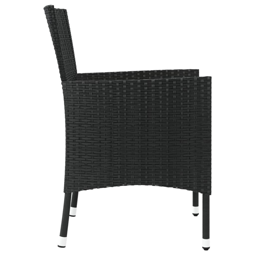 Garden Chair Set of 4 Black Poly rattan Medium Durable
