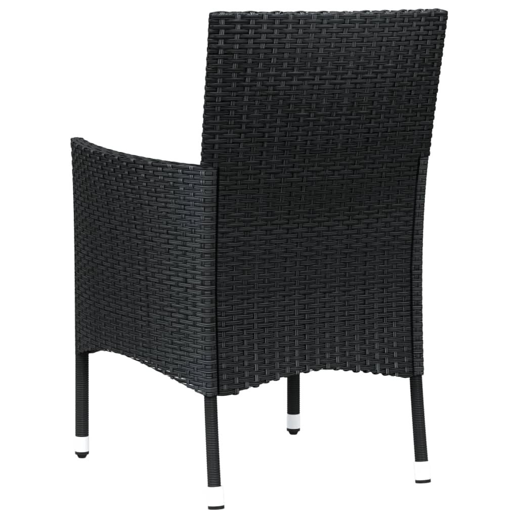 Garden Chair Set of 4 Black Poly rattan Medium Durable