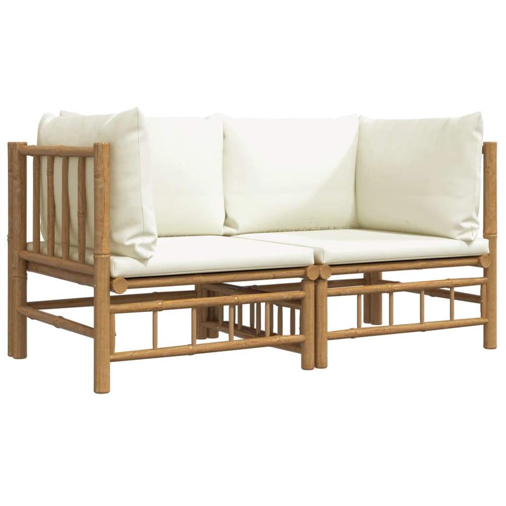 Garden Corner Sofa Cream white, Natural bamboo