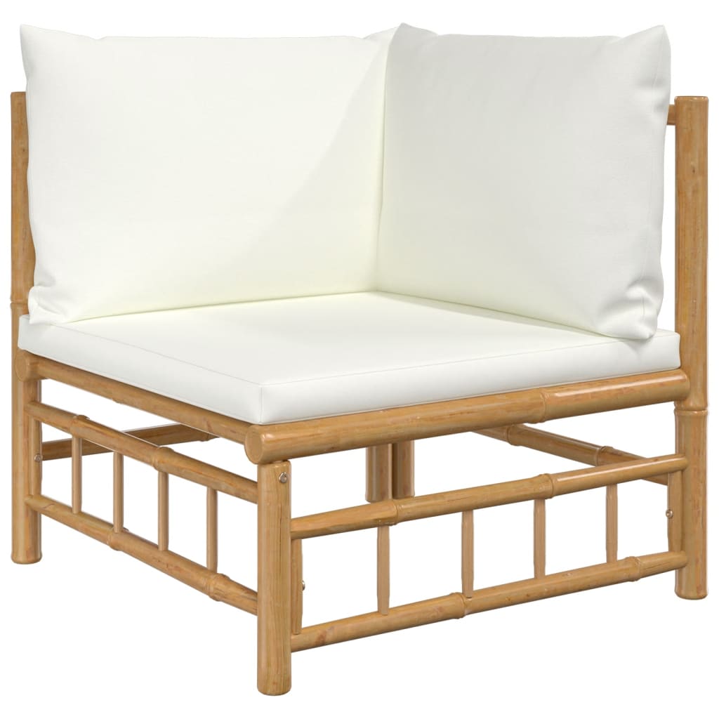 Garden Corner Sofa Cream white, Natural bamboo