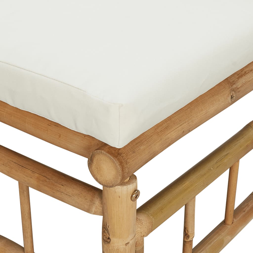 Garden Corner Sofa Cream white, Natural bamboo