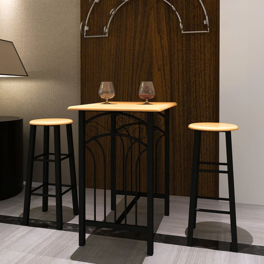 Dining Set Black MDF Small Breakfast Table Rectangular