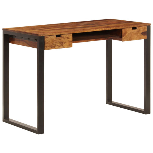 Desk Sheesham wood brown, black Sheesham wood and powder-coated steel