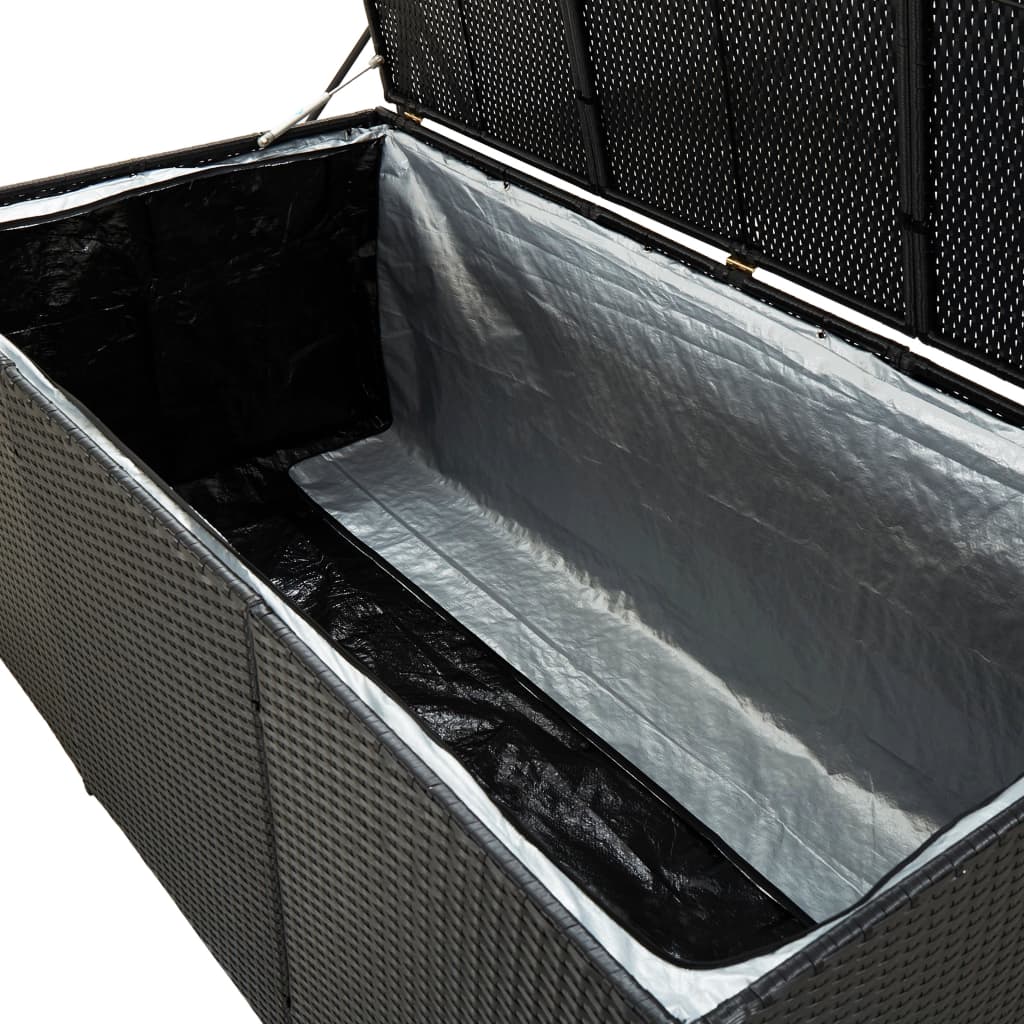 Storage Chest Black Polyethylene Rattan Large Garden Storage Box