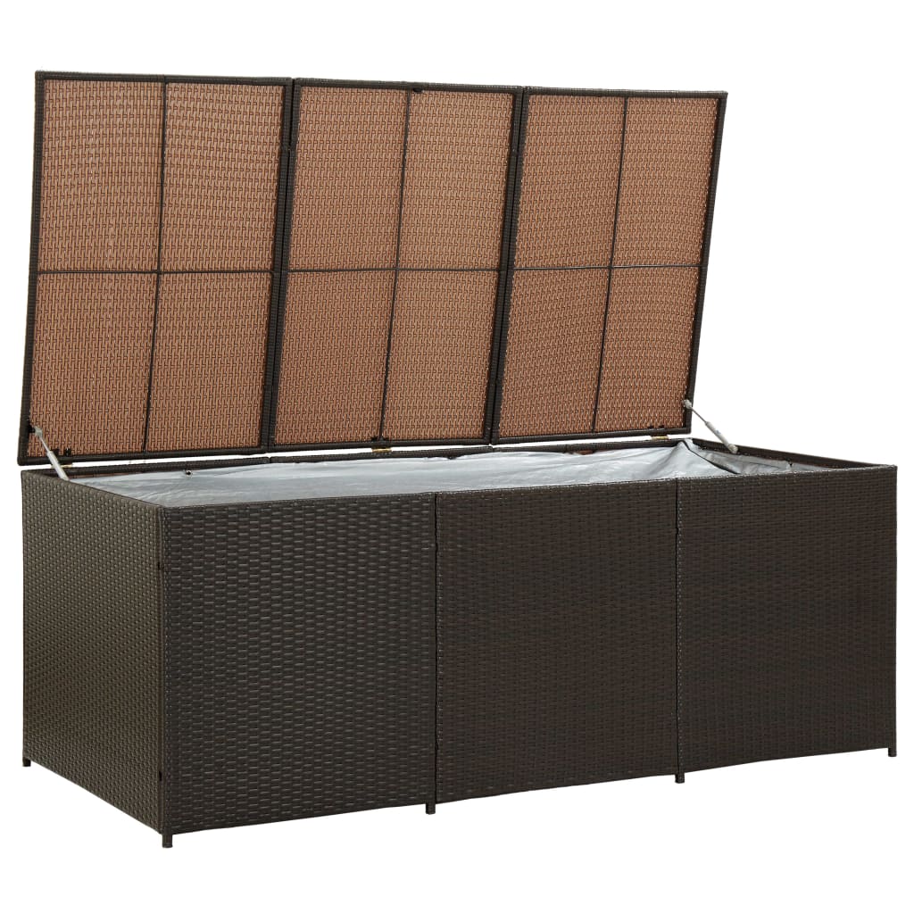 Storage Chest Brown Poly Rattan Large Garden Storage Box