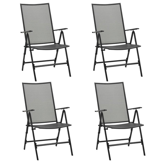 Folding Chair Set of 4 Anthracite Steel Standard Foldable