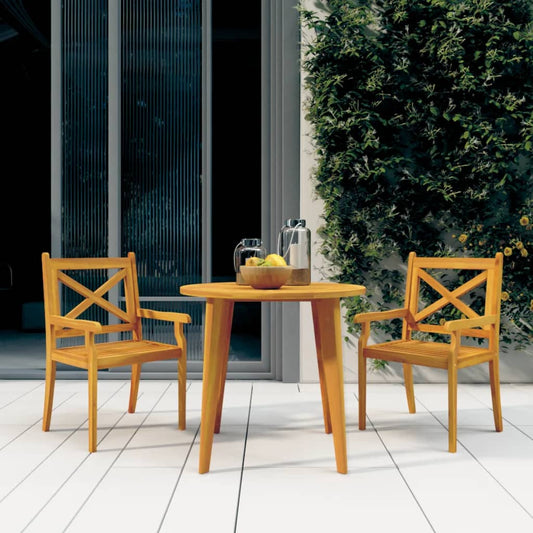 Dining Chair Set of 2 Brown Solid Acacia Wood with an Oil Finish