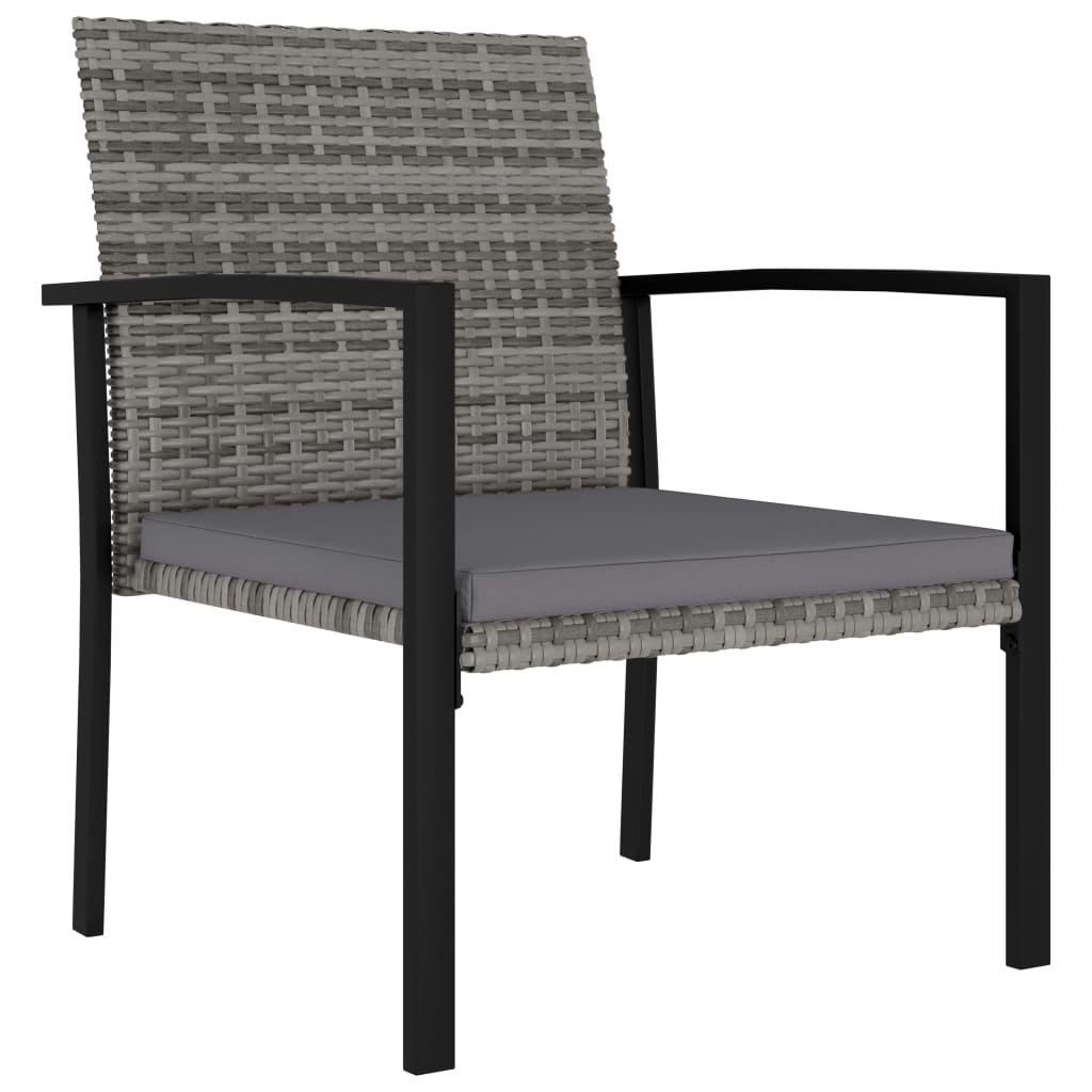 Dining Chair Set of 4 Grey Poly Rattan, Steel, Polyester Standard