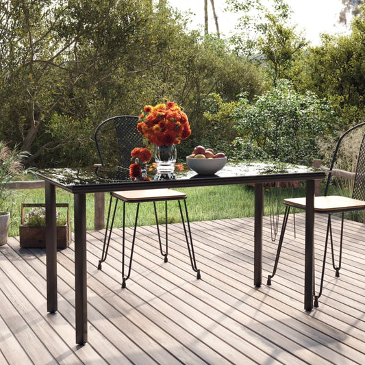 Dining Table Black Powder-coated steel, tempered glass