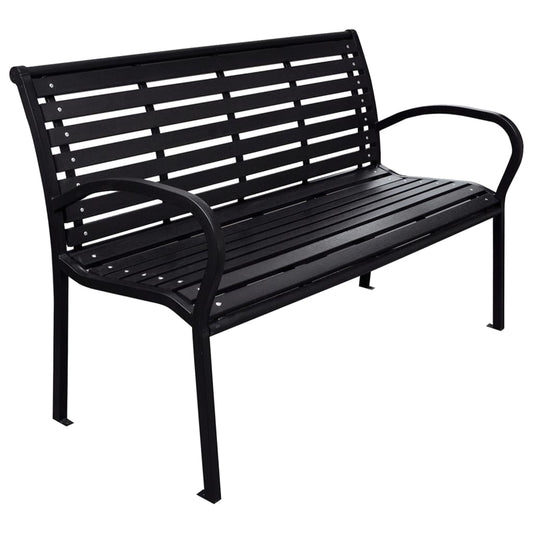 Garden Bench Black WPC (Wood Plastic Composite), Steel 116 cm wide